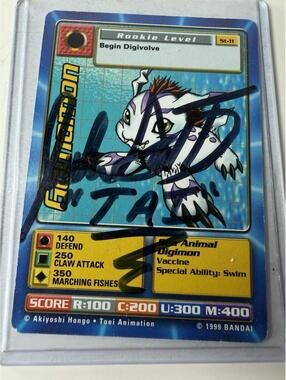 Autographed Joshua Seth Tai Gomamon Digimon CCG ST-11
